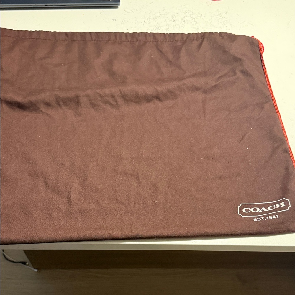Coach Brown Dust Bag with Red Trrim
